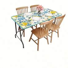 1pc Tablecloth With Elastic Edging, Lightweight & Washable, Fresh Lemon Yellow Plaid Design, Suitable For Home Gatherings, Outdoor Picnics, Theme Parties, Indoor/Outdoor Use - Multicolor - View 7