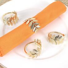 2/6pcs, National Day Of Saudi Arabia Four Seasons Roll Leaf Napkin Ring, Suitable For Wedding Parties, Event Celebrations, Rural Dinners, Outdoor Camping, Birthday Party Table Decoration Napkin Ring, Hotel Opening Cross Leaf Napkin Buckle, Golden Napkin Ring, Simple Leaf Napkin Ring Mouth Cloth Ring