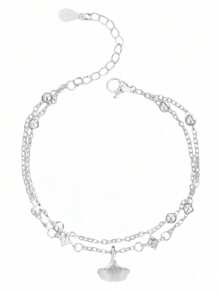 Armband aus Sterling Silber mit eingearbeiteten Strass-Ginkgoblättern, kleines apricot-farbenes Glücksarmband als Doppelschicht Perlenarmband, Mori Stil Blätter künstlerischer Stil und elegante Frauen