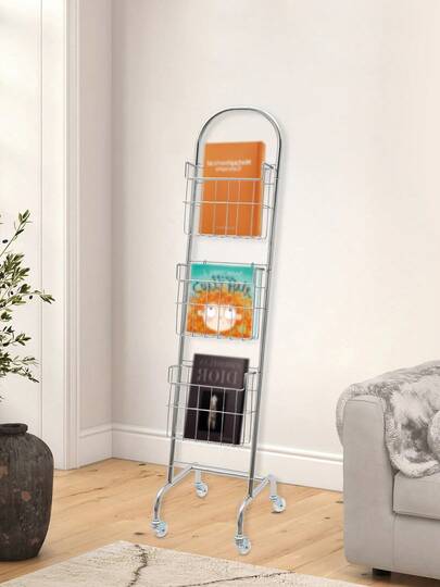 eusmeyusnt eusmeyusn Magazin-Display-Ständer, bodenstehender mehrschichtiger Aufbewahrungs-Display-Ständer, Aufbewahrungs-Display-Ständer mit Rädern,Kohlenstoffstahl-30*35*138cm