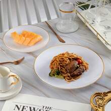 1套20件白色带边圆形甜点盘，包含（7.5英寸/10.25英寸餐盘）和高品质沙拉碗，可重复使用且易于清洁。非常适合婚礼、情人节、生日和节日聚会。,学校用品 - 彩色 - 查看 5