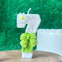 1 Nến số sinh nhật, Nến hoa nơ xanh trang trí bánh sinh nhật, Nến sequin trang trí bánh, Thích hợp cho các bé gái và các vật phẩm kỷ niệm ngày cưới của phụ nữ - Nhiều màu - Xem 9