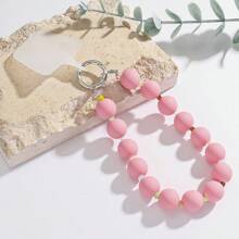 1pc New Macaroon Color Acrylic Bead Lanyard Wrist Strap, Short Wrist Strap Phone Hanging Rope Shockproof Wristlet For Phone Case