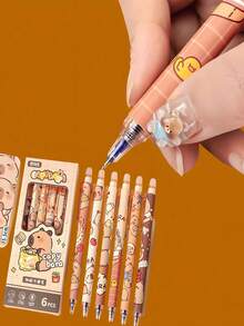 1pc/3pcs/6pcs Erasable Retractable 0.5mm Capybara Ball Pens, (6pcs/Box) Any Color And Style, High-Quality Creative Student Stationery Pen, Cute Erasable Neutral Pen, Blue Ink Ballpoint Pen, Office Signature Supplies, Students, Family, Friend, Colleague, School Exam Supplies, Valentine's Day Birthday Party Small Gifts