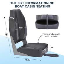 Broadfashion Boat Seats 2 Packs, Folding High Back Fishing Waterproof Pontoon Boat Seat, Boat Chairs With Stainless Steel Screws, Thickened Cushion - Black+ Grey - 查看 5