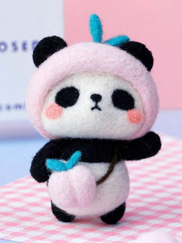 1pc Cute Panda Felt Craft Kit, DIY Material For Students, Couples, Christmas Gift Hanging Decor, Handmade
