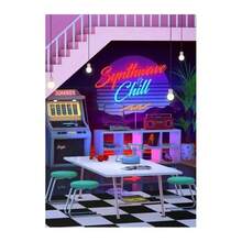 1 件复古合成波抽象卡通帆布艺术海报精美墙面装饰印刷品客厅咖啡馆酒吧可选画框 - 彩色 - 查看 38