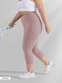Quần legging lửng cạp cao bó sát dành cho nữ cỡ lớn, quần yoga co giãn (XL-5X) - Chất liệu spandex co giãn ôm sát. - Hồng - Xem 4