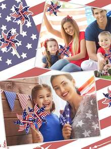 1/10 Pack Wind Spinners Outdoor Patriotic Decorations, American Flag On Stick Wind Spinner With Stake For Independence Day, Memorial Day July Of 4th Party Supplies, Scare Birds Repellent Devices Garden Wind Spinners Patriotic Outdoor Decor Windmills For Yard Garden - Multicolor - View 6