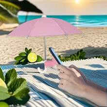 1 szt. Mini parasol z uniwersalnym stojakiem na przyssawkę w kształcie świni, odpowiedni do smartfonów, zewnętrzny antyodblaskowy daszek przeciwsłoneczny, wykonany z włókna poliestrowego, wodoodporny i chroniący przed słońcem, z antyrefleksyjną folią ochronną ekranu // Losowo zapakowany