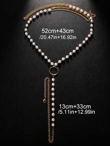 1 件性感女士仿珍珠丁字裤内衣链，时尚女士水钻身体链，闪亮金色/银色可供选择，适用于比基尼、性感内衣配饰、沙滩装、狂欢装、角色扮演、夜总会、约会之夜、情人节、节日庆典配饰、性感礼服配饰， - 彩色 - 查看 5