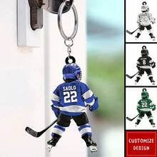 Personalized Kid Hockey Player Keychain - Gift For Hockey Lover - Multicolor - View 4