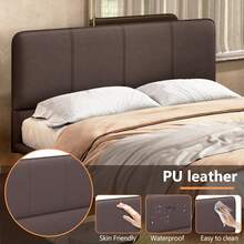 MERAX Floating Bed Frame With LED Light, Modern PU Leather Platform Bed, No Boxing Spring Needed, Assemble Easily,Full Size-Coffee - 全尺寸咖啡 - 查看 2