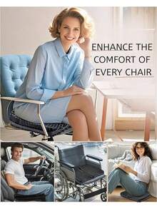 Thicker Gel Seat Cushion, Seat Cushion For Office Chair Big, Gel Chair Cushion, Gel Cushion For Wheelchair Soft, Gel Car Seat Cushion Breathable, Seat Cushion For Hip Pain For Long Sitting (Black) - Black - View 6
