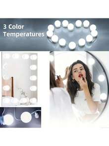 1pc 4/6/8/12/14 LED Dimmable Vanity Lights, No Mirror Included, USB Powered, Plastic Material, Makeup Mirror Lamp, Adjustable Lights, No Drill Makeup Vanity Lamp, Suitable For Vanity, Makeup Mirrors, Home Decor And Various Mirror Decoration - Multicolor - View 5