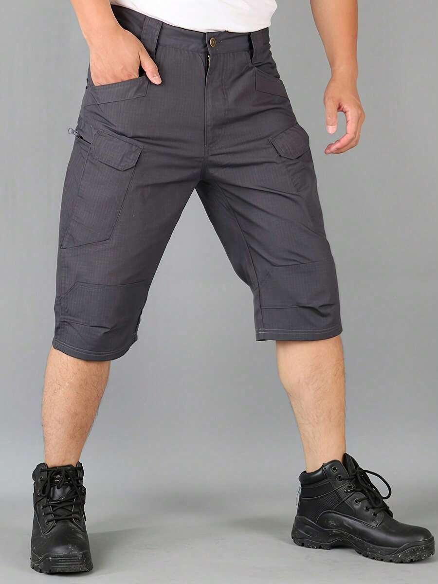 Men's Tactical Shorts With Multiple Pockets, Durable Multifunctional Utility Shorts, Quick-Drying Summer Training Shorts With Multiple Pockets - Grey - View 1