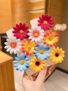 10pcs Colorful Floral Countryside Style Hair Clips For Girls
