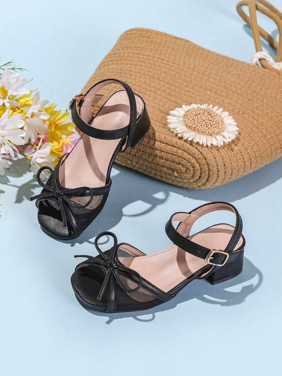 1 双时尚、精致、百搭、奢华女孩高跟凉鞋 - 黑色 - 查看 1