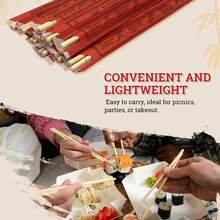 52USA Disposable Bamboo Chopsticks (100 Sets) - 9'' Long, UV Treated, Individually Wrapped Japanese And Chinese Wooden Chopsticks Bulk - 白色 - 查看 7