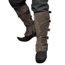 Ghetre medievale din piele întoarsă artificială pentru cizme, ghetre, cavaler războinic, apărători de picioare, accesorii pentru costume renascentiste pentru Halloween