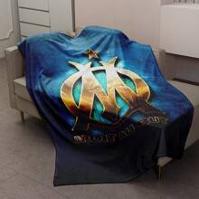 Superweiches Flanell-Decke mit kreativem "OM" Design, inspiriert von Marseille - Bequeme 4-Jahreszeiten-Decke für Wohnzimmer, Büro, Sofa oder Reisen - perfekte Geschenkidee - Blau-weiß Marseille Muster