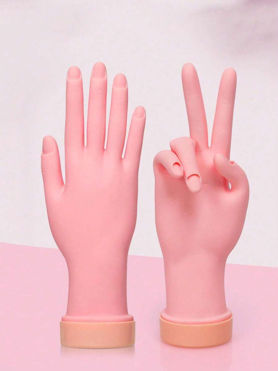 1个硅胶美甲练习手，适用于亚克力软甲，美甲练习手，可弯曲假手，美甲练习，美甲贴纸，美甲训练工具，训练手工具，灵活可动人体模型手，右手美甲工具 - 彩色 - 查看 1