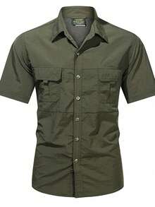 Camisas masculinas respiráveis para pesca,  com proteção solar e secagem rápida, com vários bolsos para pesca ao ar livre, camisas de pesca