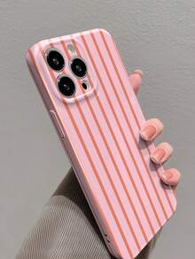 Casing Ponsel Minimalis Motif Garis-Garis Paduan Logam Merah Muda 1 buah, Casing Pelindung Ponsel dengan Finishing Logam Berlubang Motif Garis-Garis Minimalis, Kompatibel dengan iPhone 11/12/13/14/15/16 Pro Max, Tahan Air, Tahan Guncangan, Anti Jatuh, Tahan Gores, Warna Pastel Musim Semi, Hadiah, Versi Internasional, Bukan Versi Domestik - MultiWarna - View 3