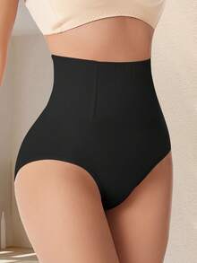高腰塑身内裤无缝收腹裤腰部训练瘦身紧身女士平腹提臀提臀三角裤女式塑身衣 - 黑色 - 查看 5