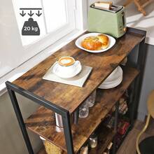 Küchenregal, Standregal mit 2 Metallkörben, Bäckerregal mit Haken und Regalablagen, Mikrowellenregal, 35 x 80 x 93,5 cm,vintagebraun-schwarz - Vintagebraun-Schwarz - Übersicht 4