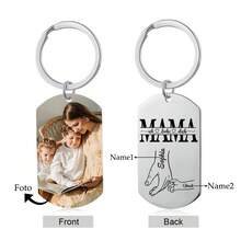 Personalized Photo & 2-7 Names Stainless Steel Keychain-Hand In Hand-I Love You - Multicolor - View 4