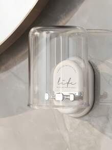 1pc Toothbrush Holder Shelf - Bathroom Wall-Mounted Mouthwash Cup Free-Drilling Tooth Cup Holder Set Back To School
