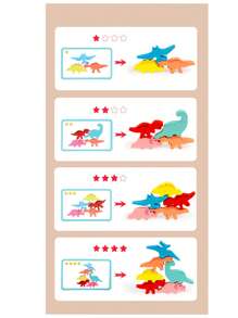 Bloques de construcción de dinosaurios creativos de madera con música, un set colorido que incluye: 5 piezas de partículas de dinosaurios lindos, 10 tarjetas doble cara con patrones de apilamiento "desde principiante hasta avanzado" para ejercitar los movimientos finos de las manos, juguetes de apilamiento de dinosaurios, adecuados como juguetes educativos para la primera infancia, ¡ideales como regalos para Halloween o Día del Niño!