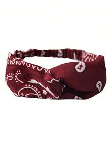 1条腰果花彩色发带，弹力运动瑜伽吸汗头巾，男女通用，秋冬季发饰，适合度假装扮，优雅围巾，柔软头巾