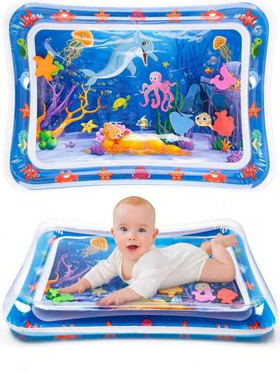 1pc Dolphin Thickened Baby Water Pad,Children Inflatable Pat Pad, PVC Ocean Fish Water Playmat Toy, Baby Pat Pad Sit Pad (Random Float Toy Style And Color) For Indoor Beach Crawling And Training - Boy And Girl Infants & Newborns, Develops Muscles & Promotes Development - Weighing 50KG,Squishy Toys,Sensory Toys,Fidget Toys,Travel Toys Baby Essentials,Toddler Toys,Water Toys,Christmas,Children's Birthday Gift