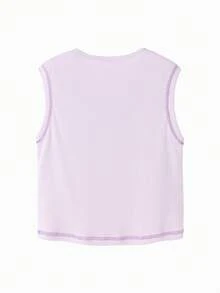 Balabala Children's Tank Top Girls' 2025 Summer Big Young Girl Sleeveless Fashionable Cool Top - Pink Purple - View 5