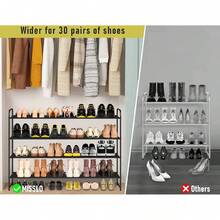 3-Tier Long Shoe Rack Closet Shoe Organizer Closet Floor Entryway Storage Stackable Wide Shoe Shelf Stores 24 Pairs Of Men Sneakers, Black - Black - View 2