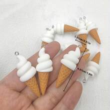 5/10pcs Cartoon 3D Colorful Ice Cream Resin Charms - Natural Glossy Uncoated, Suitable For DIY Jewelry Accessories Like Earrings, Keychains, Bracelets And Necklaces, Creative Style, Smooth Textured Surface - Random Colors - Multicolor - View 2
