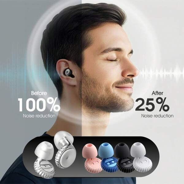 Ear Plugs For Sleeping Noise Cancelling, Soft Ear Plugs For Concert, Reusable Ear Plugs For Noise Reduction With 6 Ear Tips, Silicone Hearing Protection Earplugs For Work And Travel,Summer Gifts For Men Women,Mother's Day Gifts