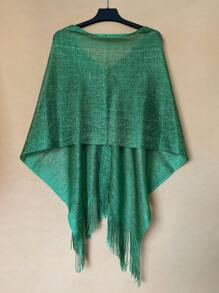 1 peça de poncho xale feminino com borlas, elegante e versátil, para primavera/verão, adequado para várias ocasiões