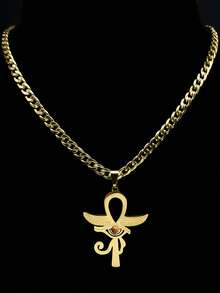 Egyptian Ankh Cross Eye Of Horus Necklace Men Women Stainless Steel Hip Hop Tiger Eyes Key Of Life Necklaces - Necklace - View 5