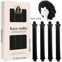 5 Piece Set No-Heat Curler, Bow Curlers, Shower Cap Set, Create Big Waves Sleeping Curlers, Satin Sleep Cap & Accessories, Multi-Function Styling Accessories Suitable For All Hair Types, Suitable For Work, Yoga, Cooking, Sports And More, Hair Styling, Hair Stuff, Curly Hair Products ,Hair Accessories