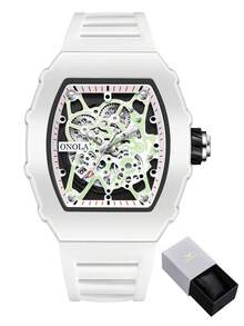 Reloj de cuarzo de moda para hombres de la marca ONOLA, reloj con forma de barril de vino de alta calidad con iluminación, resistente al agua 3ATM, adecuado para uso diario en diversas ocasiones, regalo para el Día del Padre - A - Ver 8