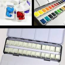 10/20/30/50pcs 0.24oz(7.2ml) Watercolor Half Pans, White Plastic, Empty Watercolor Paint Pans, Travel Tins, Paint Case, ABS Resin, For Watercolor Acrylics Palette, Art Supplies, Crafts, Sewing Accessories,Back To School,School Supplies