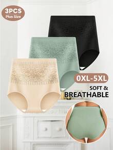 MIOTAN Bộ 3 quần lót cạp cao cỡ lớn cho nữ, định hình, thoải mái, thoáng khí - Nhiều màu - Xem 6