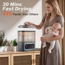 Baby Bottle Steamer And Dryer, Electric Steamer And Dryer For Baby Bottles, 4-In-1 Bottle Steamer And Dryer, Universal Fit For All Bottles, LED Touch Screen, Auto Shut-Off - 美規B型插(110-127V) - 查看 7