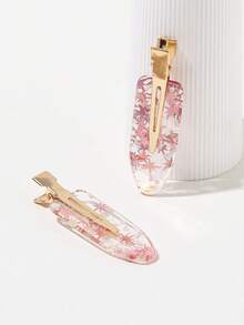 4PCS Acetate Seamless Hair Clips, Pink Iridescent, Suitable For Women - Multicolor - View 3