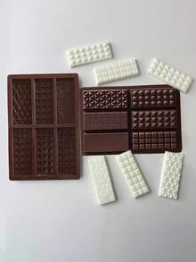 1pc Brown Silicone Chocolate Mold, Easy Unmold Rectangular Dessert Mold - Chocolate Brown - View 4