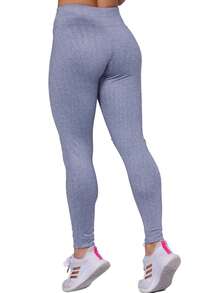 Women's Plain Polyamide Fitness Leggings, Thick Fabric, Zero Transparency - 灰色 - 查看 4