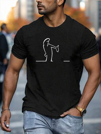 Goodness Print T-Shirt, Men's Short Sleeve Casual T-Shirt For Summer